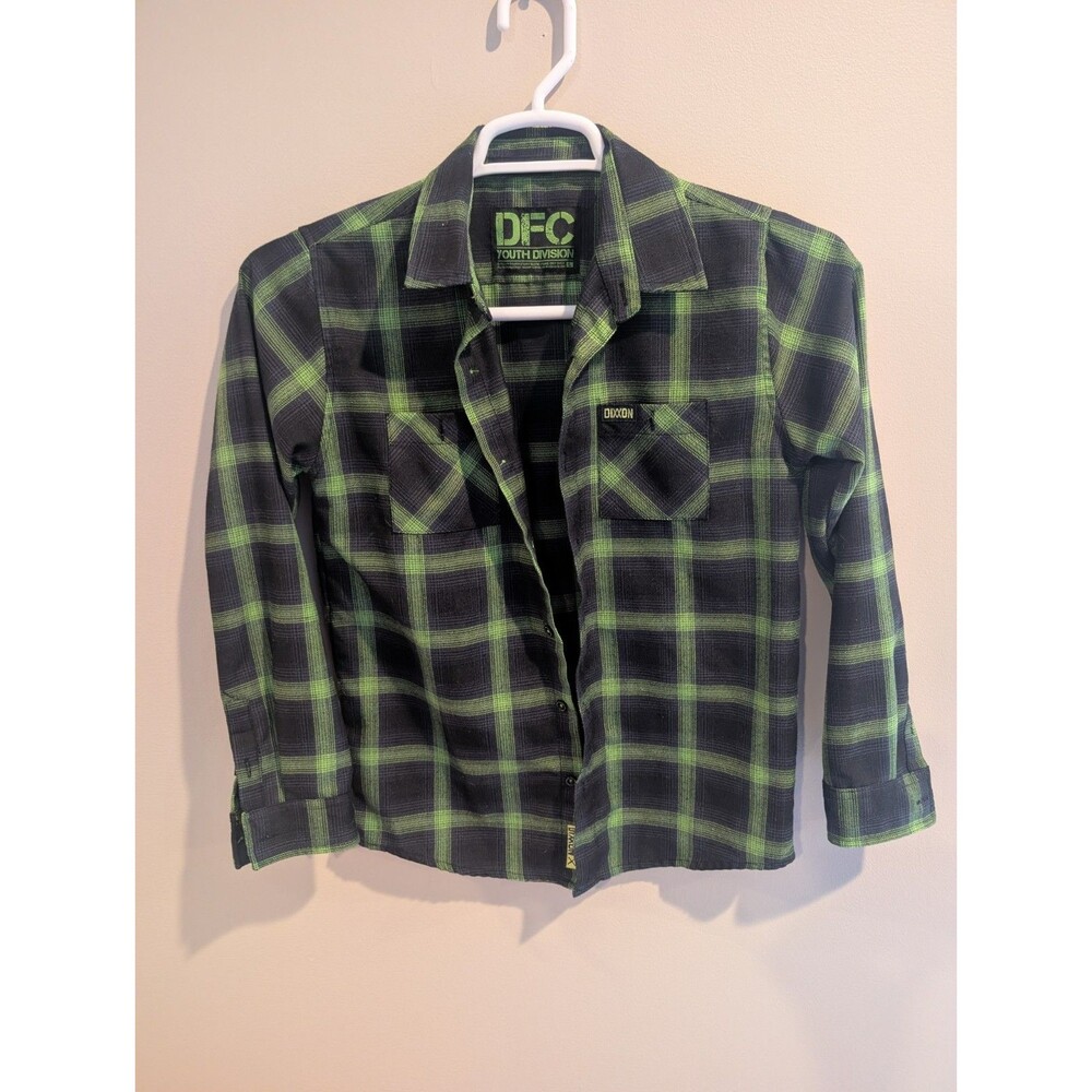 Dixxon Flannel Co Shirt Boys L DFC Youth Division Green Button Up Flannel Slimer